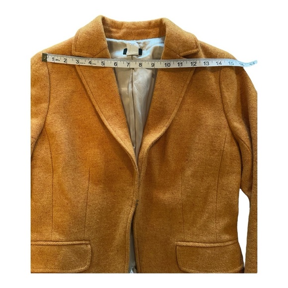 J. Crew Donegal Tweed Ecole Wool Cropped Blazer Size 8 Pumpkin Yellow Marigold - Picture 10 of 13